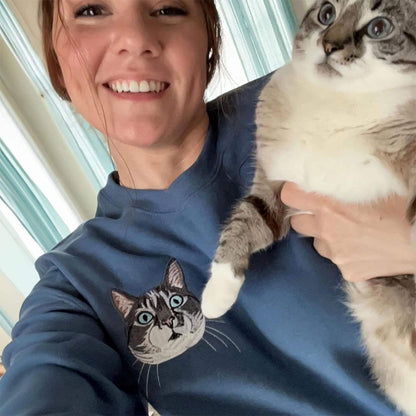 Custom Embroidered Sweatshirts & Hoodies - Personalized Cat Full-Color With Cat's Names