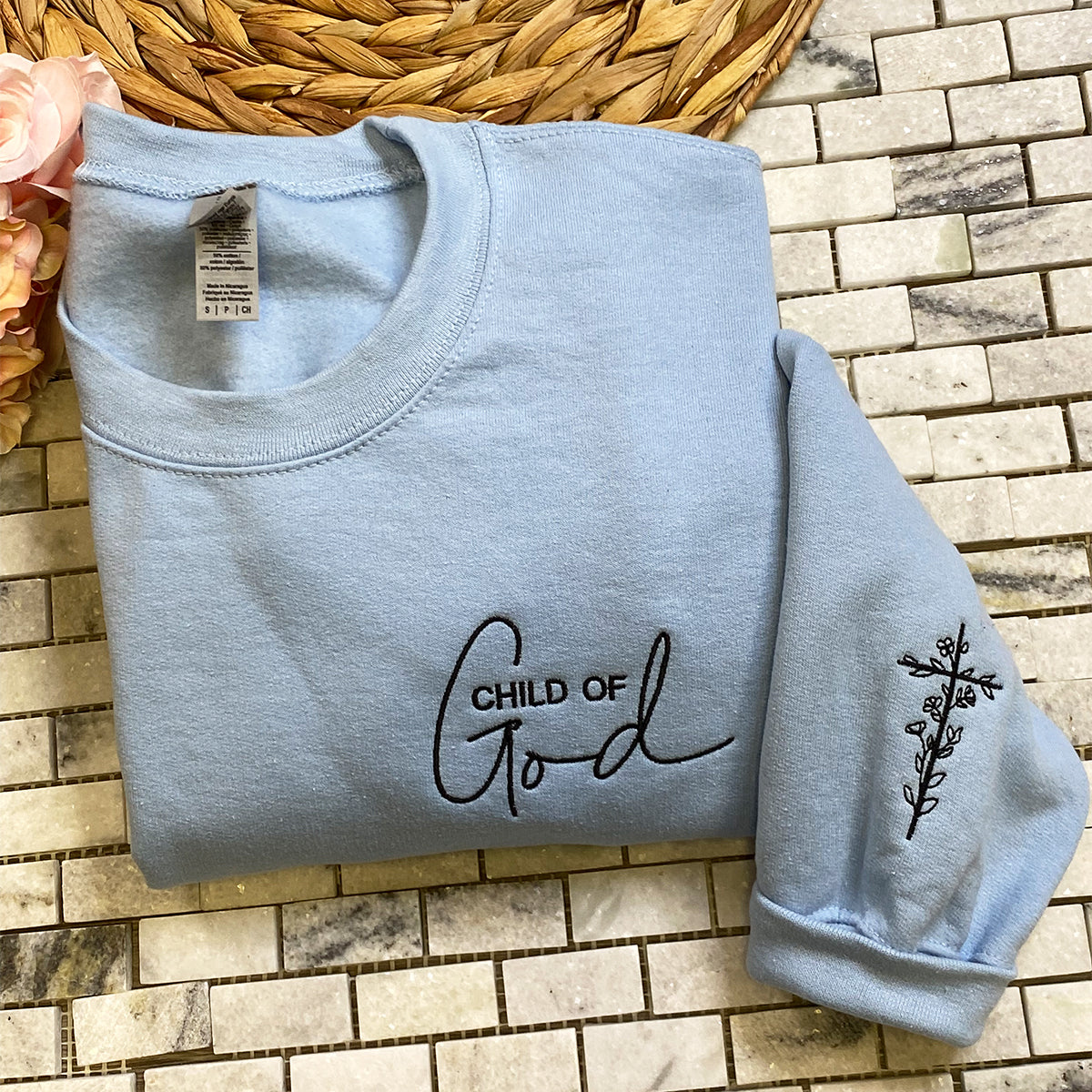 Custom Embroidered Sweatshirts & Hoodies - Personalized Child of God for Christians