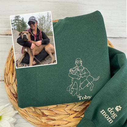 Custom Embroidered Sweatshirts & Hoodies - Personalized Dog Dad Portrait From Photo