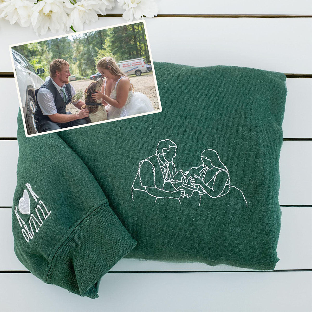 Custom Embroidered Sweatshirts & Hoodies - Personalized Dog Dad Portrait From Photo