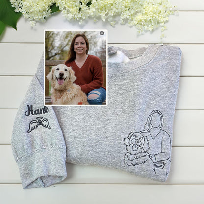 Custom Embroidered Sweatshirts & Hoodies - Personalized Dog Mom Portrait