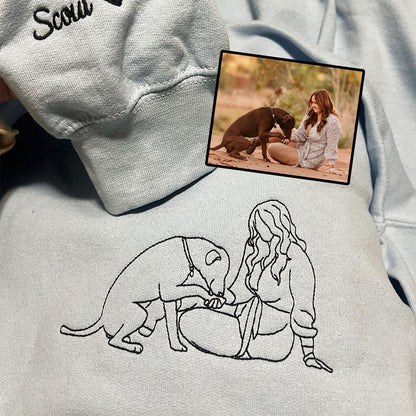 Custom Embroidered Sweatshirts & Hoodies - Personalized Dog Mom Portrait