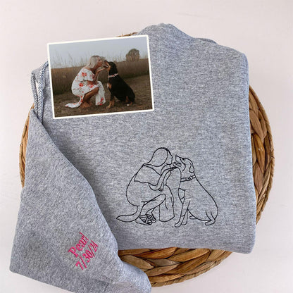 Custom Embroidered Sweatshirts & Hoodies - Personalized Dog Mom Portrait