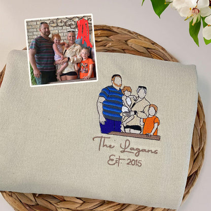 Custom Embroidered Sweatshirts & Hoodies - Personalized Family Portrait From Photo