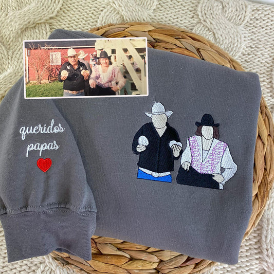 Custom Embroidered Best Buds Sweatshirt From Photo - Personalized Full-Color Friend Portrait Hoodie
