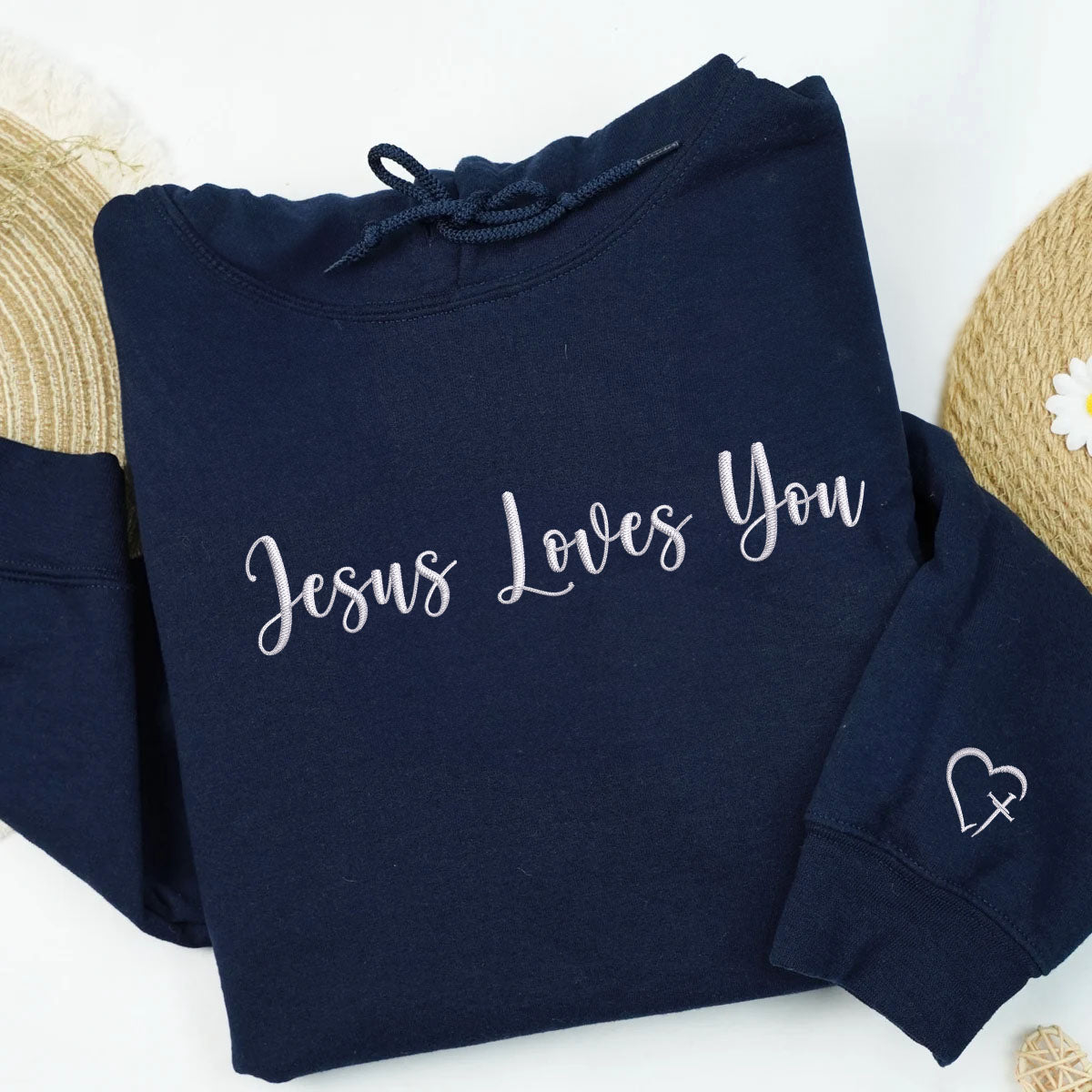 Custom Embroidered Sweatshirts & Hoodies - Personalized Jesus Loves You for Christians