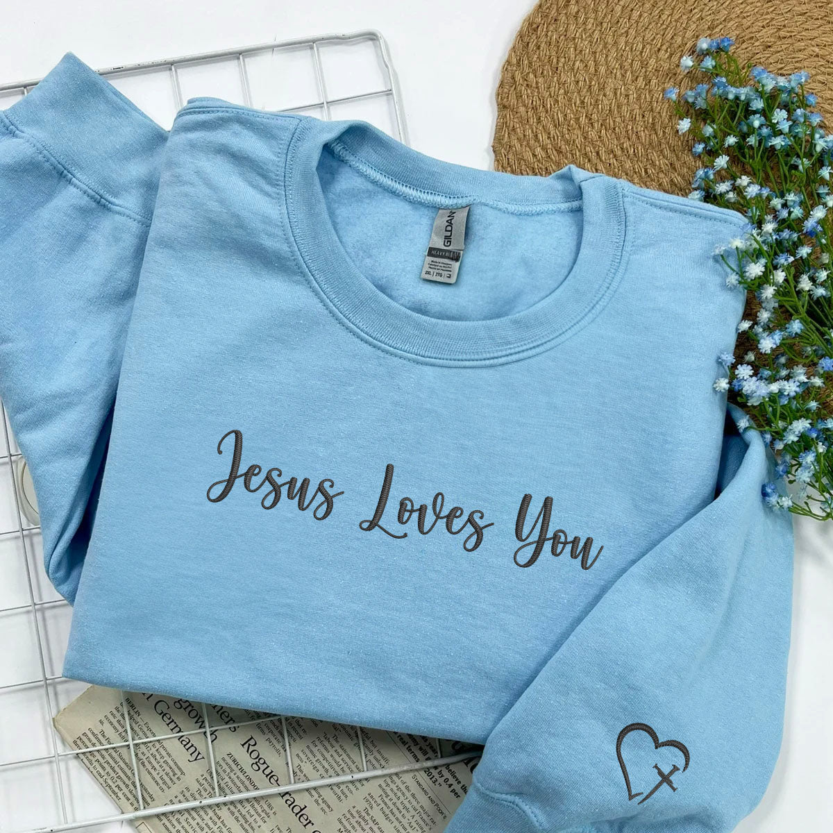 Custom Embroidered Sweatshirts & Hoodies - Personalized Jesus Loves You for Christians