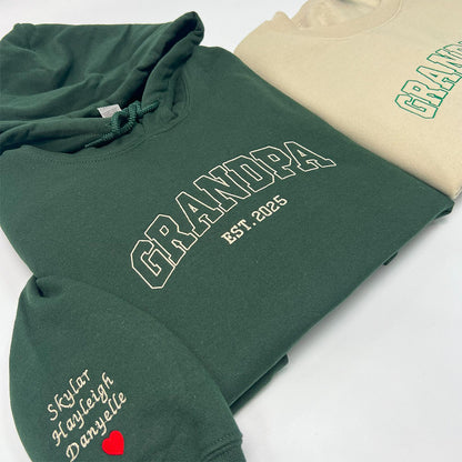 Custom Embroidered Sweatshirts & Hoodies- Personalized Mom with Kid Names on Sleeve