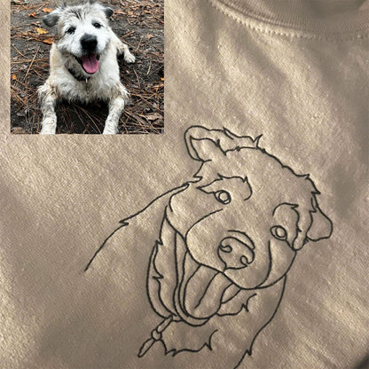 Custom Embroidered Sweatshirts & Hoodies - Personalized Outline Pet Mom Portrait from Photo