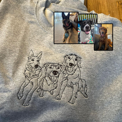 Custom Embroidered Sweatshirts & Hoodies - Personalized Outline Pet Mom Portrait from Photo