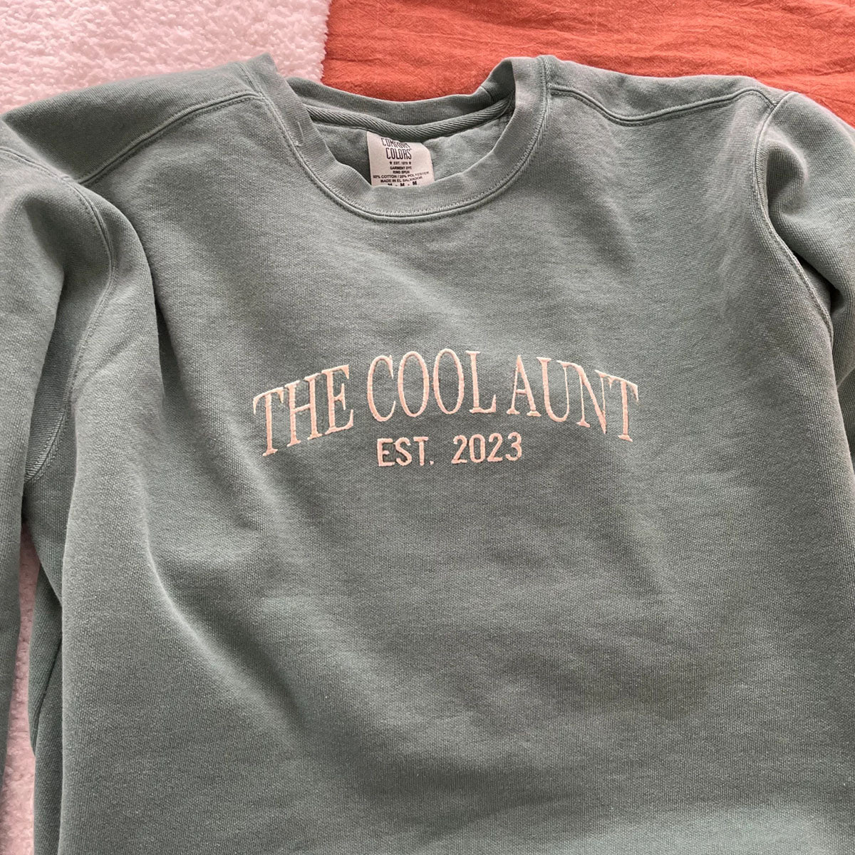 Custom Embroidered The Cool Aunt Sweatshirt with Kid's Name on Sleeve