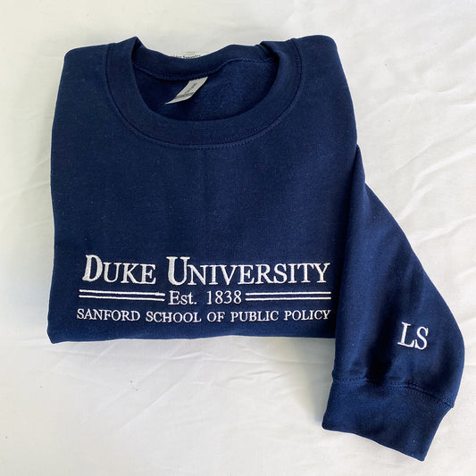 Custom Embroidered University Sweatshirt Hoodie with School Name and EST Year