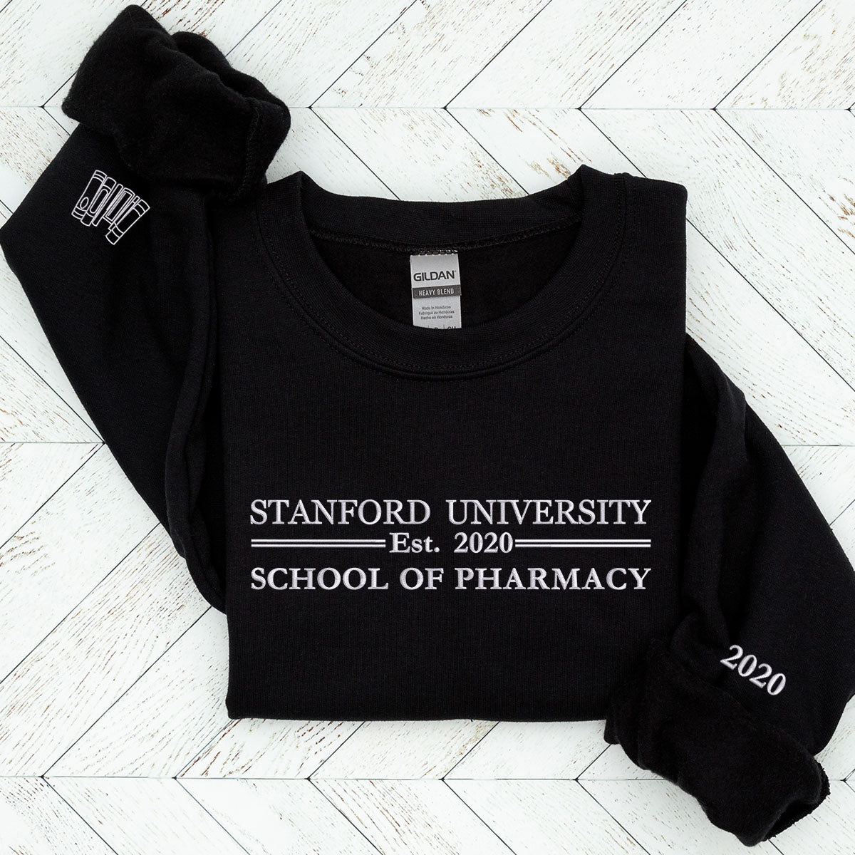 Custom Embroidered University Sweatshirt Hoodie with School Name and EST Year