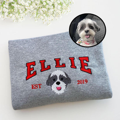 Custom Embroidered Varsity Sweatshirts & Hoodies - Personalized Pet Face from Your Photo