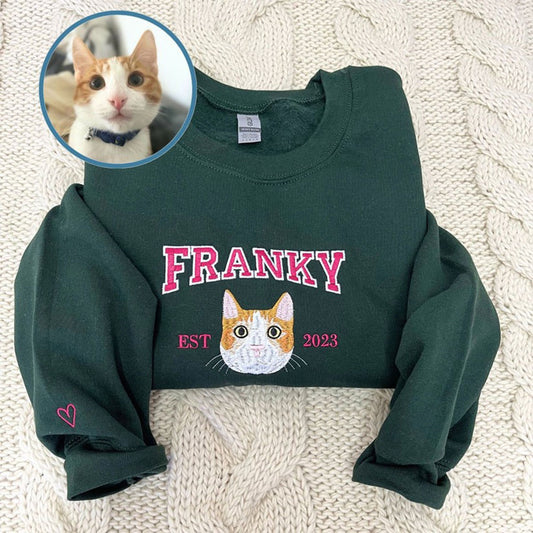 Custom Embroidered Varsity Sweatshirts & Hoodies - Personalized Pet Face from Your Photo