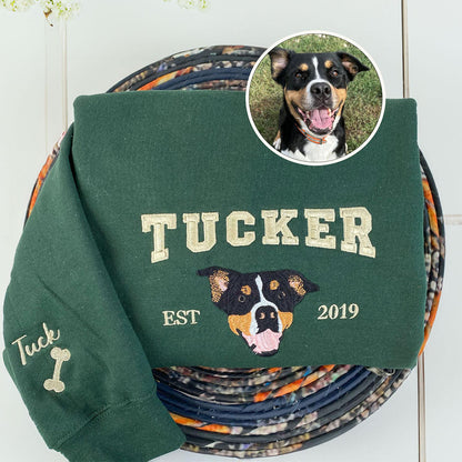 Custom Embroidered Varsity Sweatshirts & Hoodies - Personalized Pet Face from Your Photo