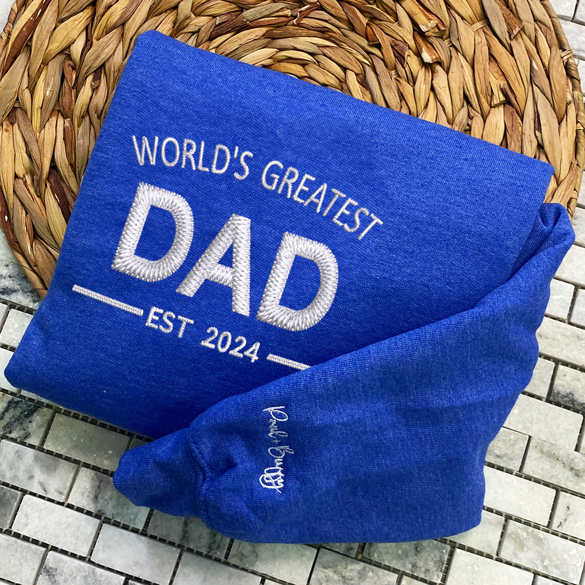 Custom Embroidered World's Greatest Dad Sweatshirt Hoodie, Father's Day Gift for Dad