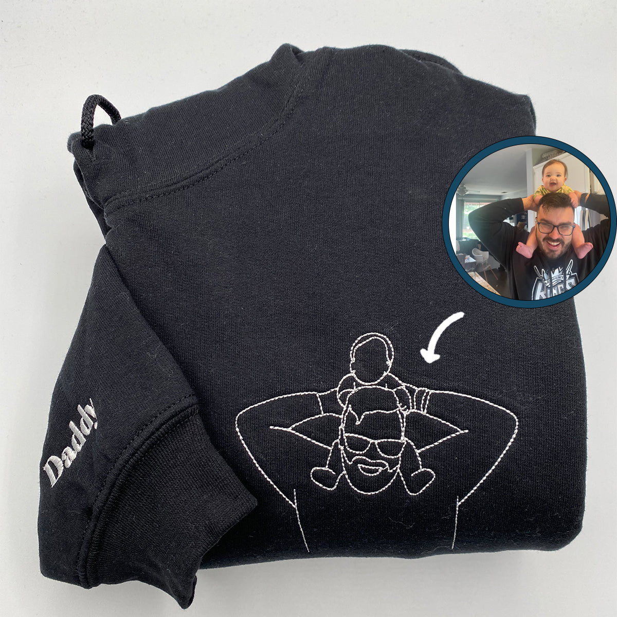 Custom Embroidered Your Dad Is My Cardio Sweatshirt Hoodie with Outline Photo