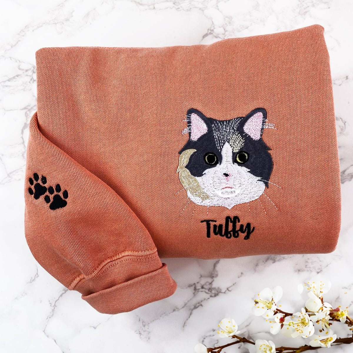 Custom Pet Embroidered Sweatshirt – Personalized Pet Face Sweatshirt for Dog & Cat Lovers, Unique Gift Idea