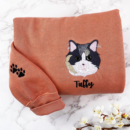 Custom Pet Embroidered Sweatshirt – Personalized Pet Face Sweatshirt for Dog & Cat Lovers, Unique Gift Idea