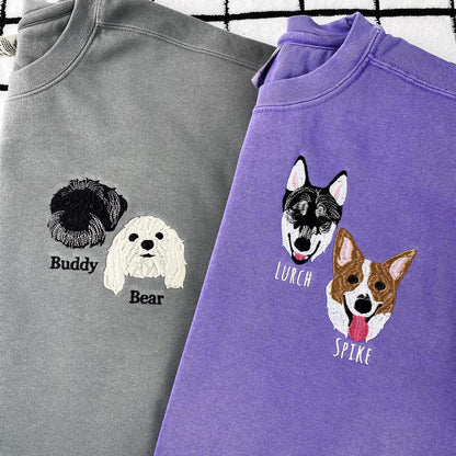 Custom Pet Embroidered Sweatshirt – Personalized Pet Face Sweatshirt for Dog & Cat Lovers, Unique Gift Idea