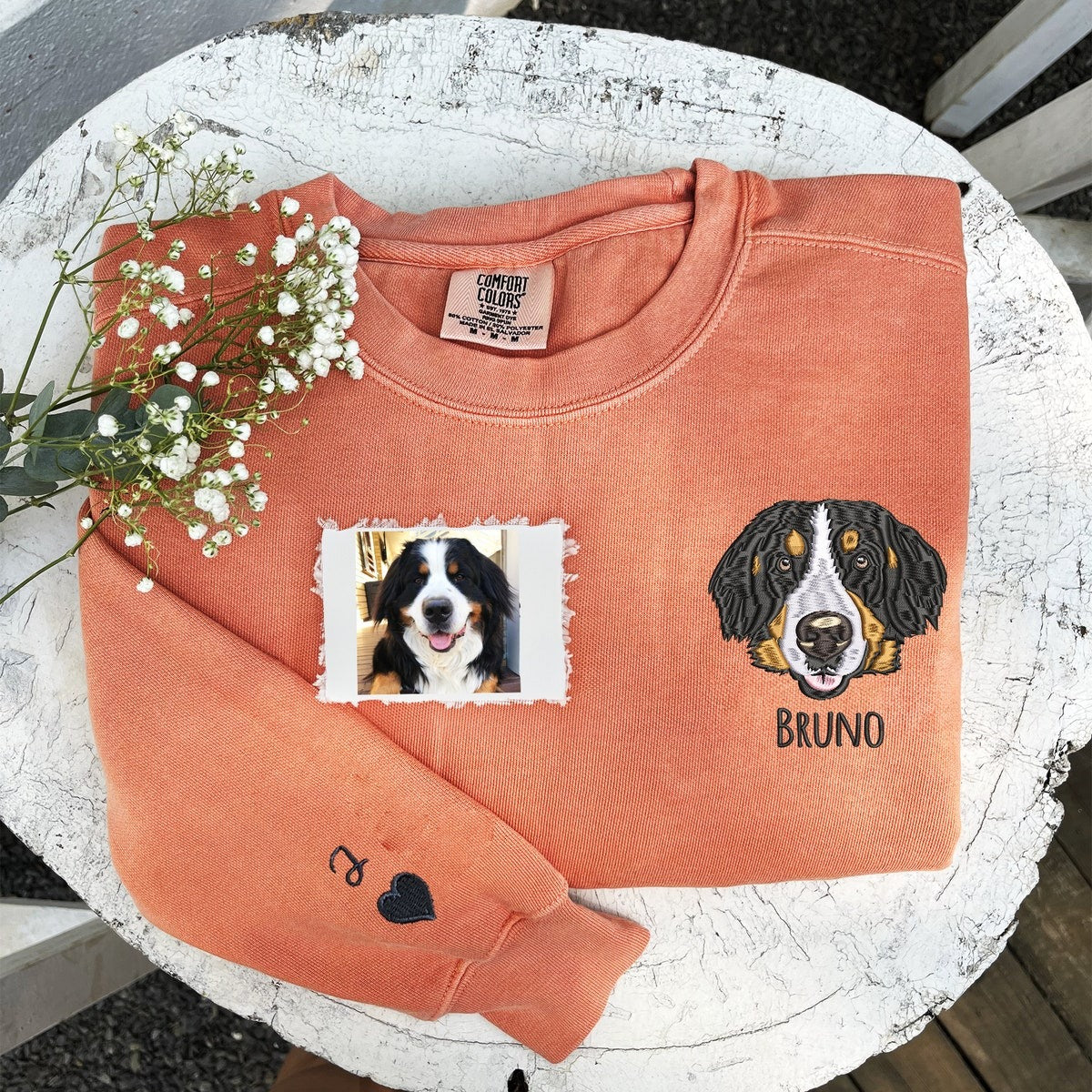 Custom Pet Embroidered Sweatshirt – Personalized Pet Face Sweatshirt for Dog & Cat Lovers, Unique Gift Idea