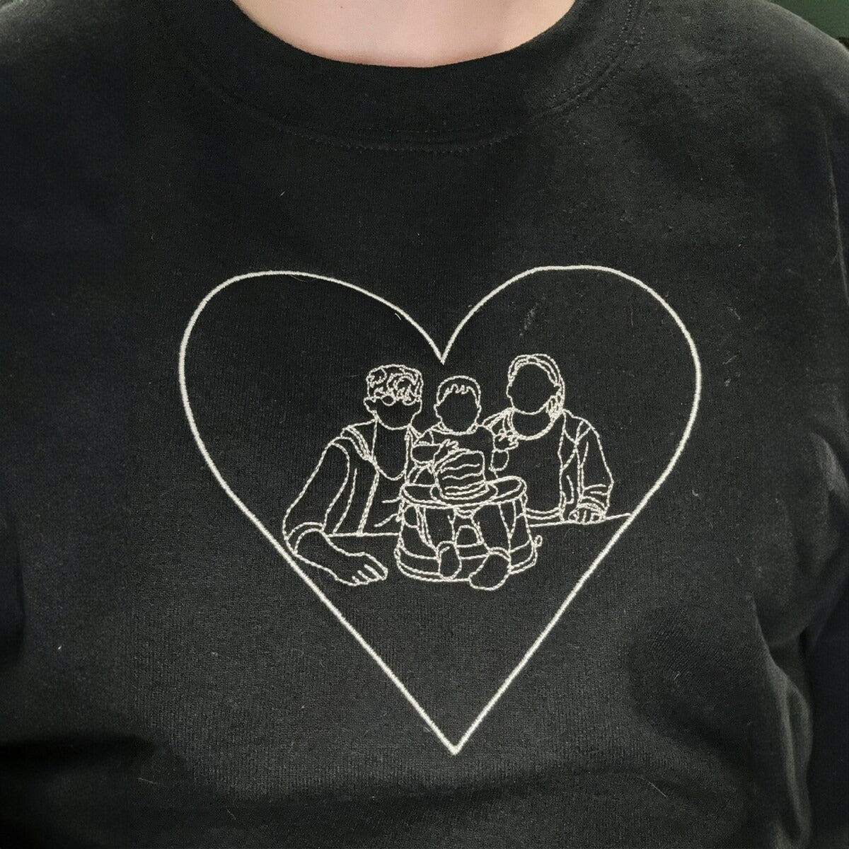 Custom Portrait from Photo Embroidered Hoodie, Outline Couples Portrait, Valentine's Gifts for Couples