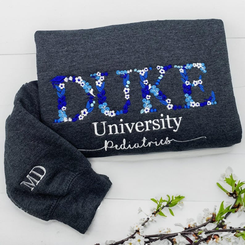 Custom College Floral Letter Embroidered Sweatshirt, Sorority Hoodie, Back To School, Graduation Gift