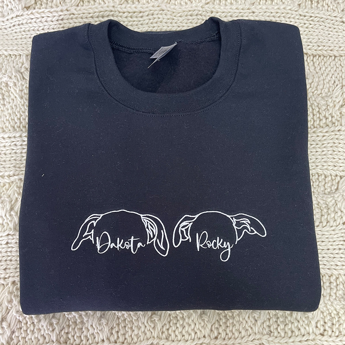 Custom Embroidered Sweatshirt Hoodie with Dog Ears & Name Personalized Pet Lover Gift Unique