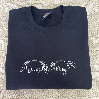 Custom Embroidered Sweatshirt Hoodie with Dog Ears & Name Personalized Pet Lover Gift Unique