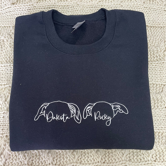 Custom Embroidered Sweatshirt Hoodie with Dog Ears & Name Personalized Pet Lover Gift Unique