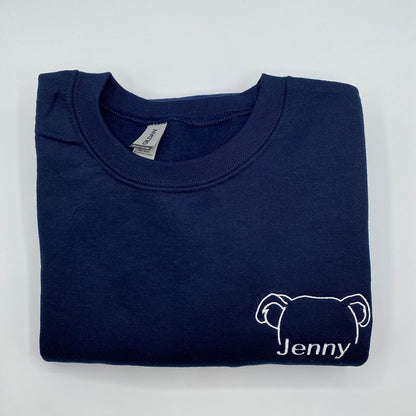 Custom Embroidered Sweatshirt Hoodie with Dog Ears & Name Personalized Pet Lover Gift Unique