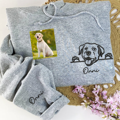 Custom Dog Portrait Sweatshirt, Pet Portrait Hoodie, Dog Mom Gift, Custom Dog Gifts For Owners, Gift For Him