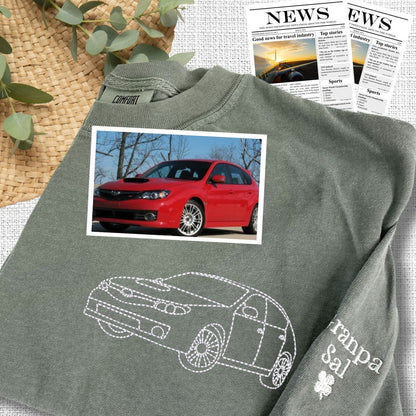 Custom Embroidered Car Outline Comfort Colors® T-shirt, Classic Car Embroidery T-shirt, Special Gift For Boyfriends