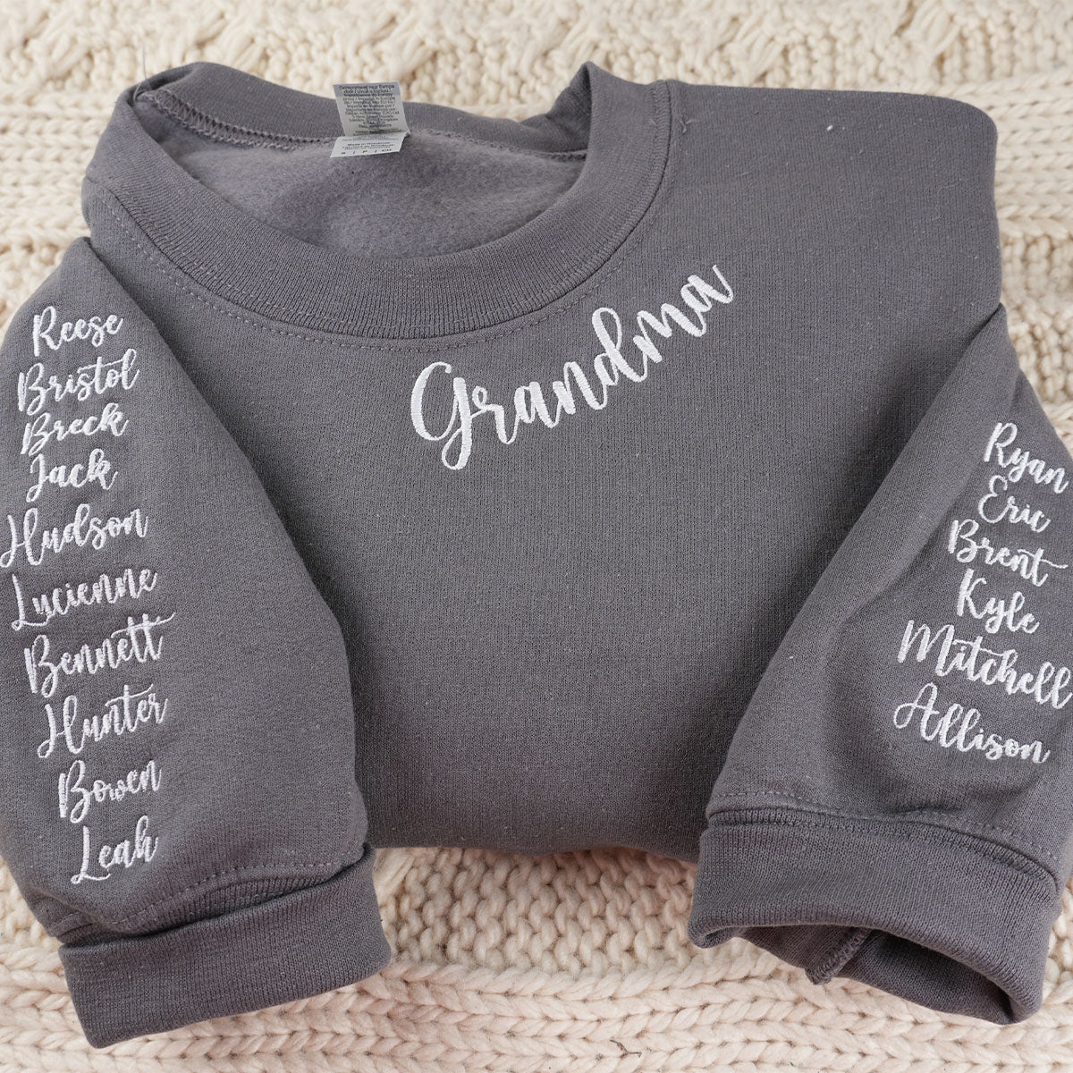 Custom Embroidered Grandma Sweatshirts & Hoodies Crewneck with Grandkids Names