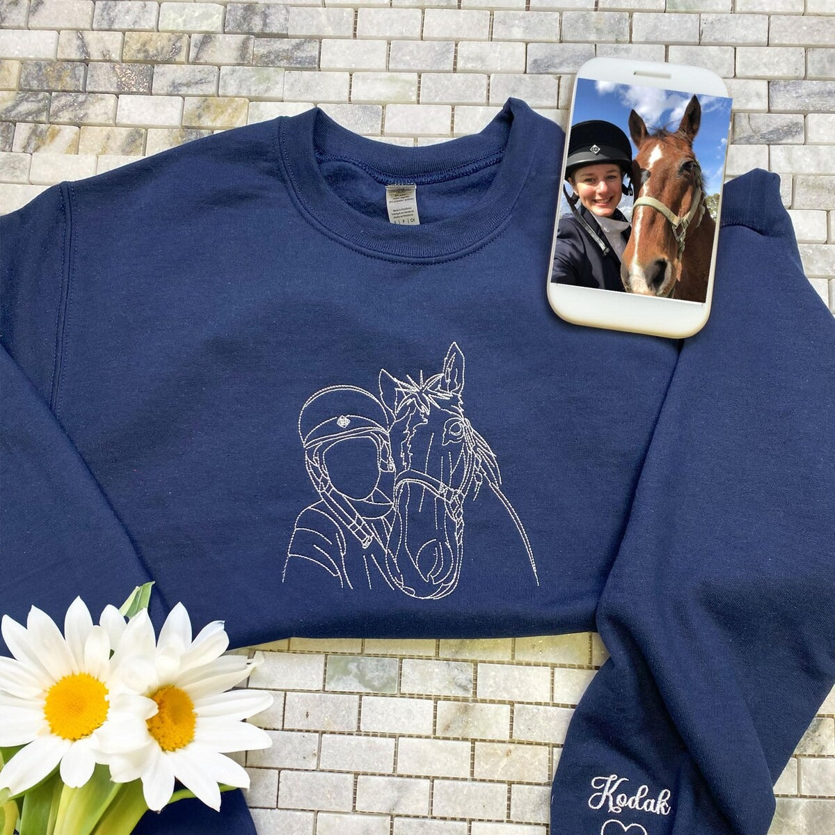 Custom Embroidered Horse Portrait Sweatshirt - Hoodie, Horse Lover Club, Perfect Gift for Horse Lovers