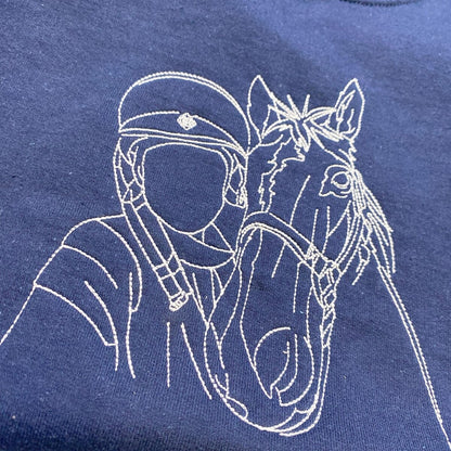 Custom Embroidered Horse Portrait Sweatshirt - Hoodie, Horse Lover Club, Perfect Gift for Horse Lovers