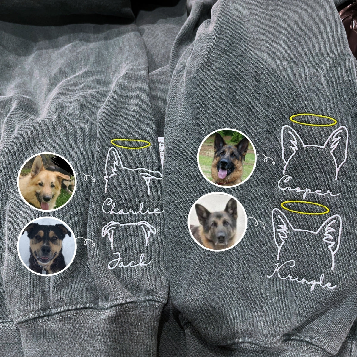 Custom Embroidered Sweatshirt I Wear My Heart on Sleeve Personalized with Pet Ear Unique Gift for Pet Lovers