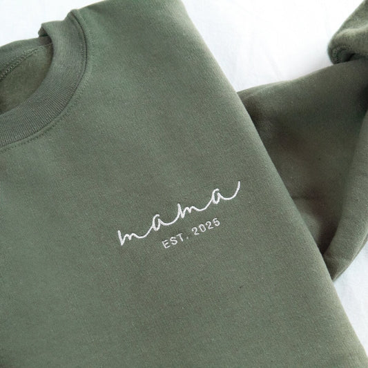 Custom Embroidered Mama Sweatshirt Hoodie with Kids’ Names on Sleeve – Personalized Mother’s Day Gift