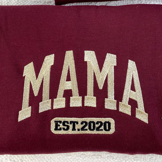 Custom Embroidered Mama Sweatshirts & Hoodies - Personalized Kid Names on Sleeve, Mother's Day Gift