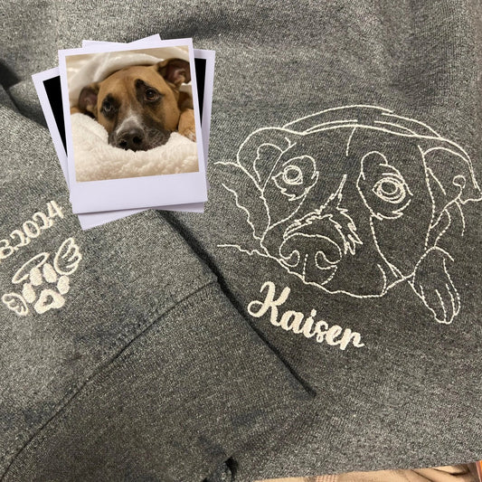 Custom Embroidered Pet Face Shirt Using Photo, Pet Portrait Hoodie, Pet Memorial Gift For Friends