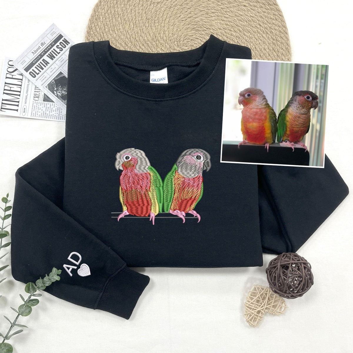 Custom Embroidered Pet Portrait Hoodie From Photo, Animals Sweatshirt, Dog Cat Bird Fish Horse, Special Gift For Pet Lovers
