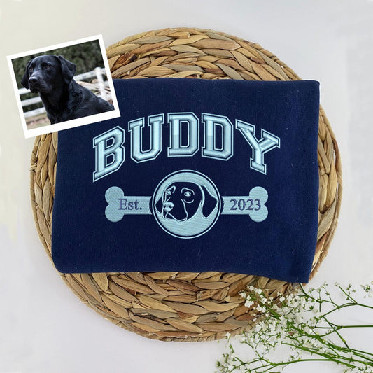 Custom Embroidered Pet Sweatshirt – Personalized Dog or Cat Portrait, Perfect Gift for Pet Moms