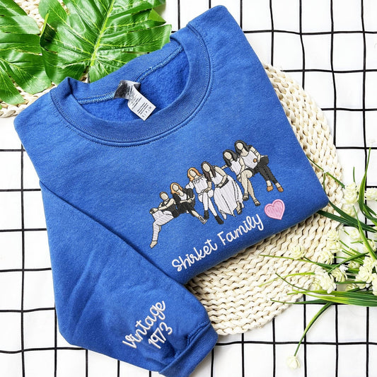 Custom Embroidered Sweatshirt – Personalized Portrait Hoodie & Sweatshirt, Thoughtful Gift for Dad