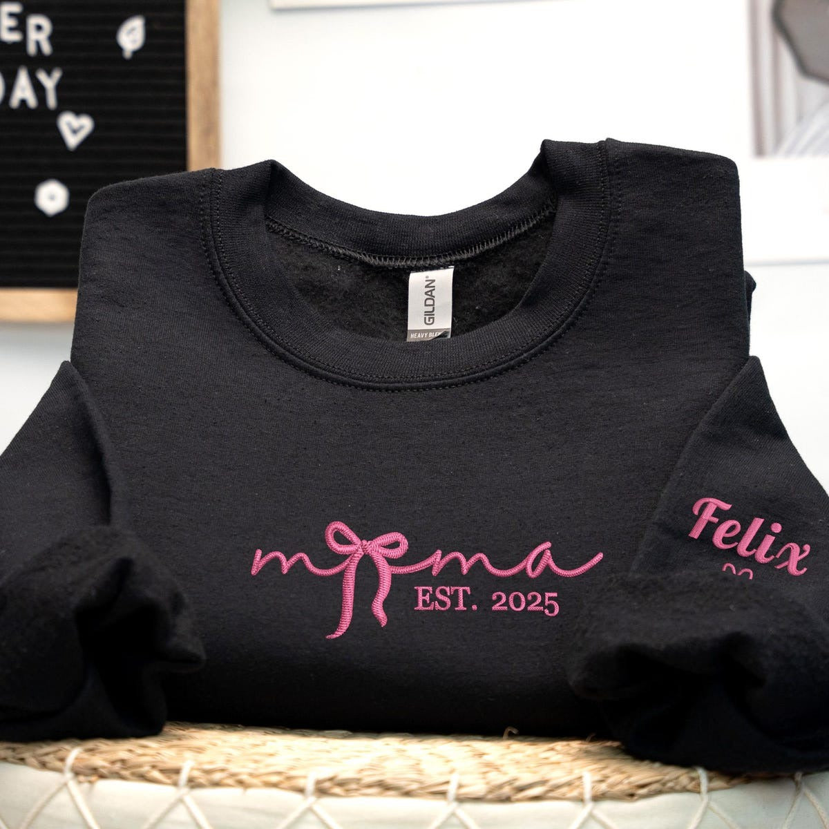 Custom Embroidered Sweatshirts for Women Mama, Personalized Mama Coquette Hoodie - Mother's Day Gift, Gift For New Mom
