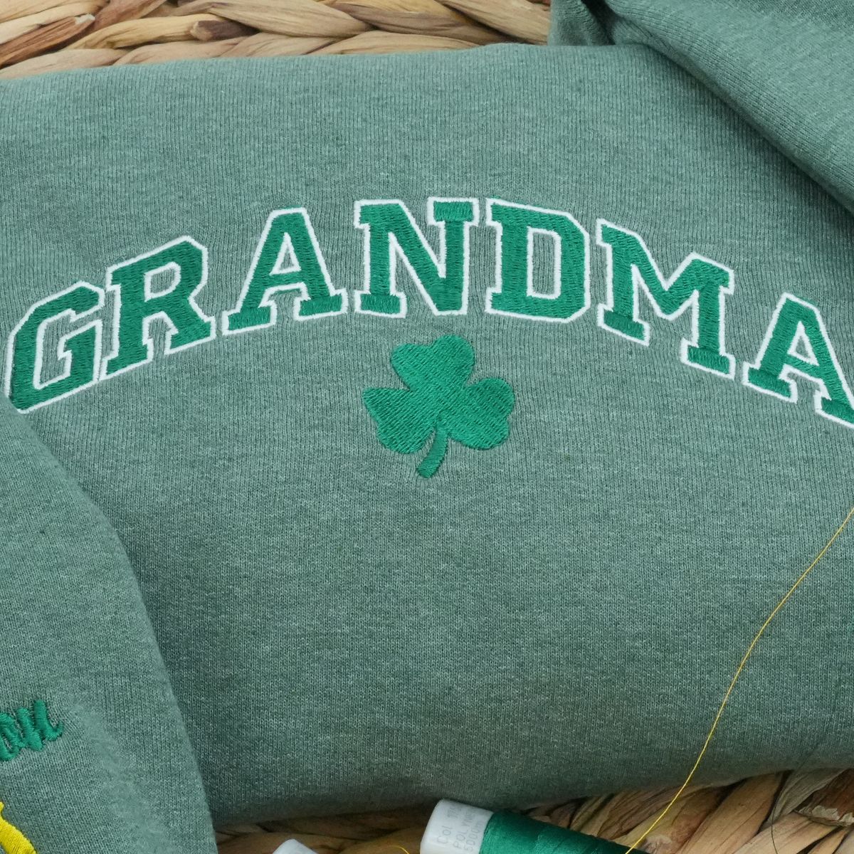 Custom Grandma Varsity Embroidered Sweatshirt, Grandma Hoodie - Personalized Gift For Grandma