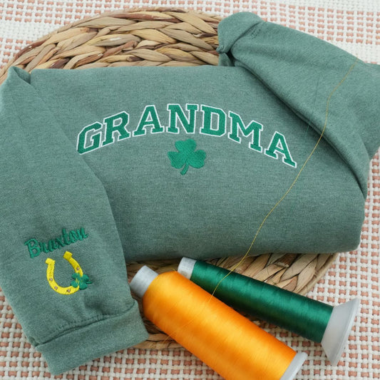 Custom Grandma Varsity Embroidered Sweatshirt, Grandma Hoodie - Personalized Gift For Grandma