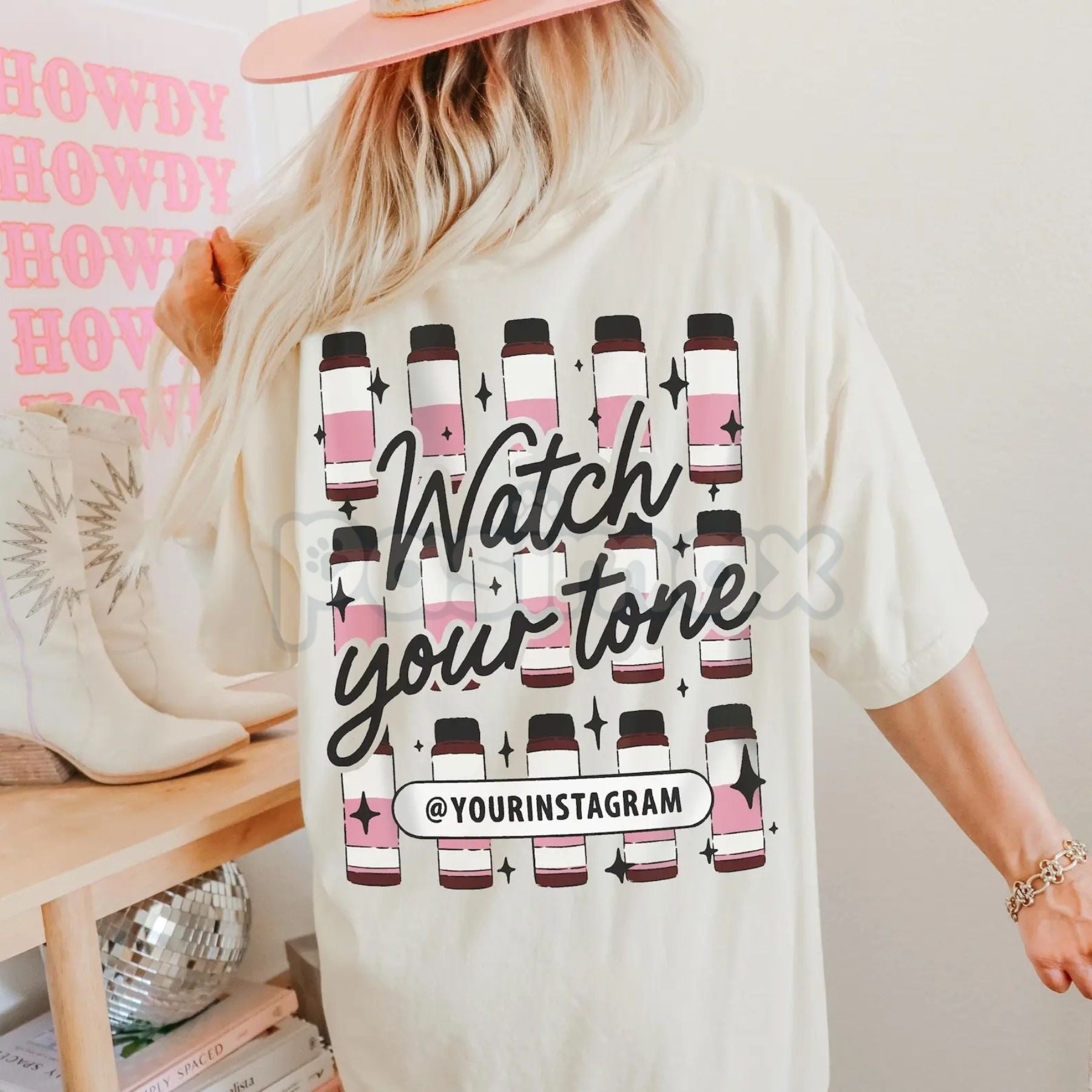 Custom Instagram "Watch Your Tone" T-Shirt - Personalized Social Media Slogan Tee, Unisex Trendy Boundary Apparel, Custom Insta Handle Gift-Pasimax
