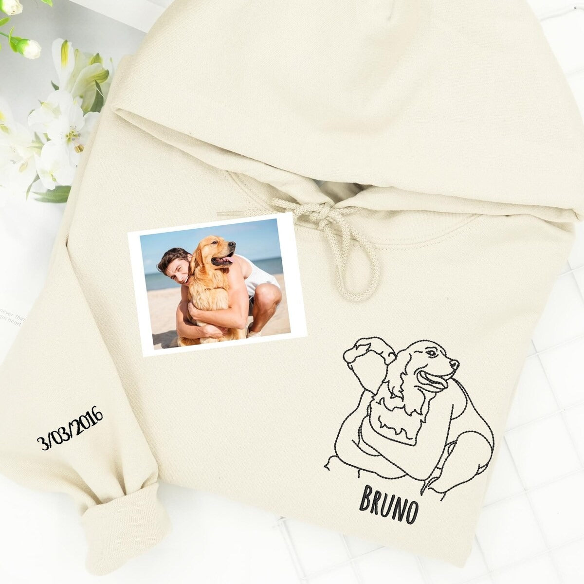 Custom Pet Portrait From Photo Sweatshirt, Dog Dad Hoodie, Cat Mom Gift, Dog Dad Gift, Pet Memorial Gift