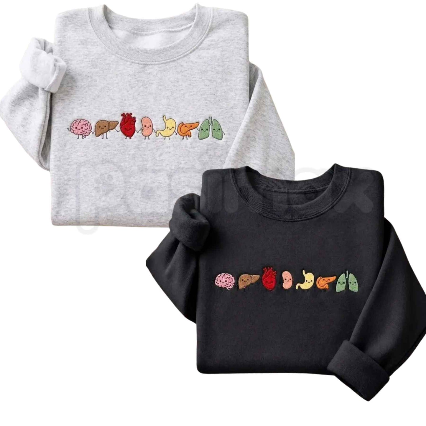 Cute Organ Friends Embroidered Sweatshirt – Funny Anatomy Gift for Nurses & Students-Pasimax